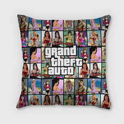 Подушка квадратная GTA - все девушки персонажи, цвет: 3D-принт