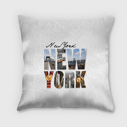 Подушка квадратная Панорамы Нью Йорка, цвет: 3D-принт