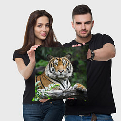 Подушка квадратная Тигр в джунглях, цвет: 3D-принт — фото 2