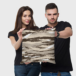 Подушка квадратная Камуфляж: коричневый/кремовый, цвет: 3D-принт — фото 2