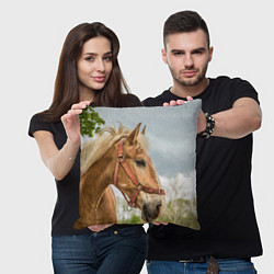 Подушка квадратная Игривая лошадка, цвет: 3D-принт — фото 2