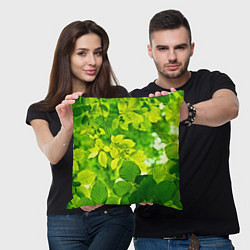 Подушка квадратная Зелёные листья, цвет: 3D-принт — фото 2