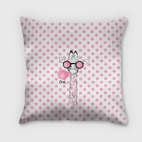 Подушка квадратная Розовый жираф / 3D-принт – фото 1