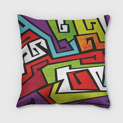 Подушка квадратная Цветные граффити, цвет: 3D-принт