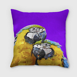 Подушка квадратная Попугайчики, цвет: 3D-принт