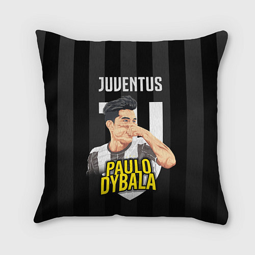 Подушка квадратная FC Juventus: Paulo Dybala / 3D-принт – фото 1