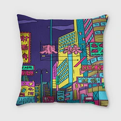 Подушка квадратная Токио сити, цвет: 3D-принт