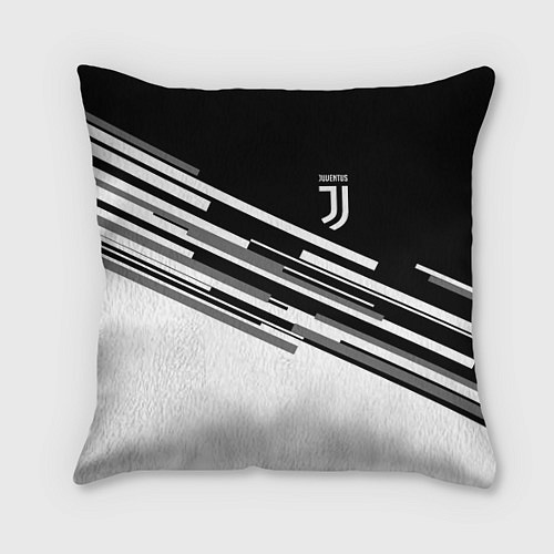 Подушка квадратная FC Juventus: B&W Line / 3D-принт – фото 1