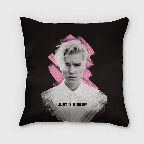 Подушка квадратная Justin Bieber: Pink Splash / 3D-принт – фото 1