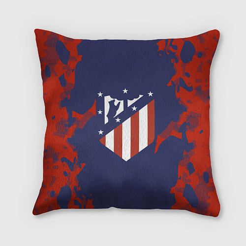 Подушка квадратная FC Atletico Madrid: Blue & Red / 3D-принт – фото 1