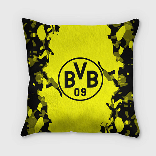 Подушка квадратная FC Borussia Dortmund: Yellow & Black / 3D-принт – фото 1