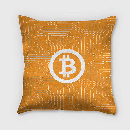 Подушка квадратная Bitcoin: Orange Network / 3D-принт – фото 1