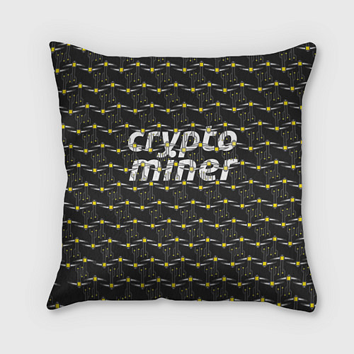 Подушка квадратная Crypto Miner / 3D-принт – фото 1