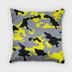 Подушка квадратная Yellow & Grey Camouflage, цвет: 3D-принт