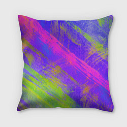 Подушка квадратная Неоновая акварель, цвет: 3D-принт