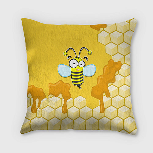 Подушка квадратная Веселая пчелка / 3D-принт – фото 1
