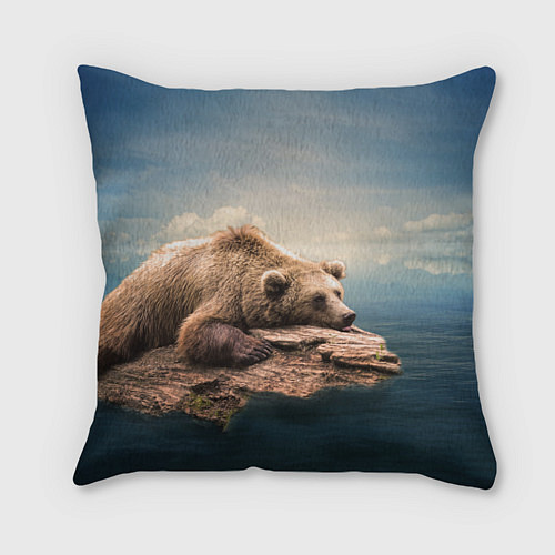 Подушка квадратная Грустный медведь / 3D-принт – фото 1