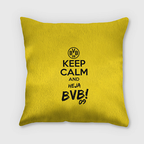 Подушка квадратная Keep Calm & Heja BVB / 3D-принт – фото 1