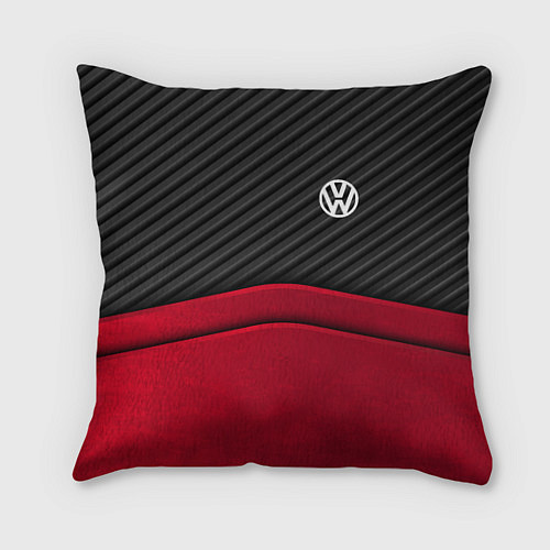 Подушка квадратная Volkswagen: Red Carbon / 3D-принт – фото 1