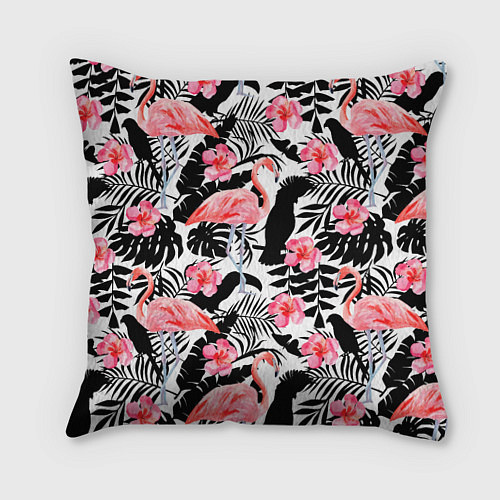 Подушка квадратная Black Flamingo / 3D-принт – фото 1