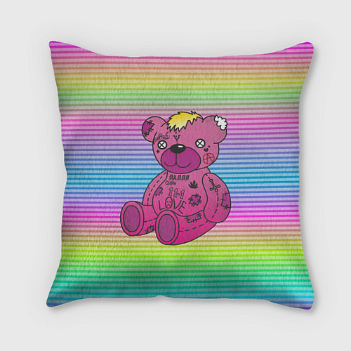 Подушка квадратная Lil Peep Bear / 3D-принт – фото 1