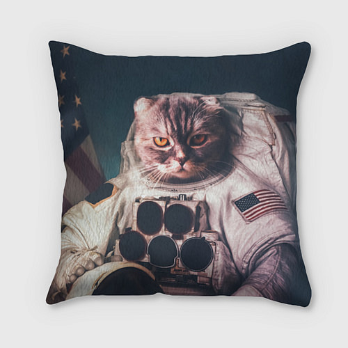 Подушка квадратная Кот-астронавт / 3D-принт – фото 1