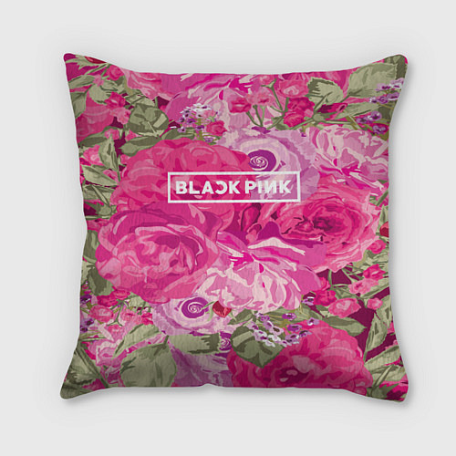 Подушка квадратная Black Pink: Abstract Flowers / 3D-принт – фото 1