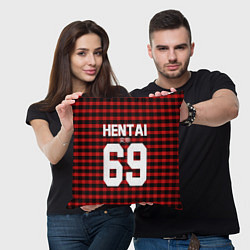 Подушка квадратная Hentai 69: Red Grid, цвет: 3D-принт — фото 2