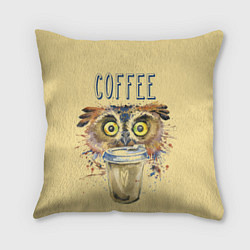 Подушка квадратная Owls like coffee, цвет: 3D-принт