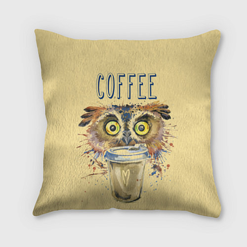 Подушка квадратная Owls like coffee / 3D-принт – фото 1