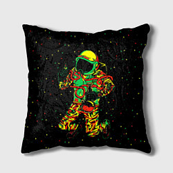 Подушка квадратная Космонавт с кальяном цвета 3D-принт — фото 1