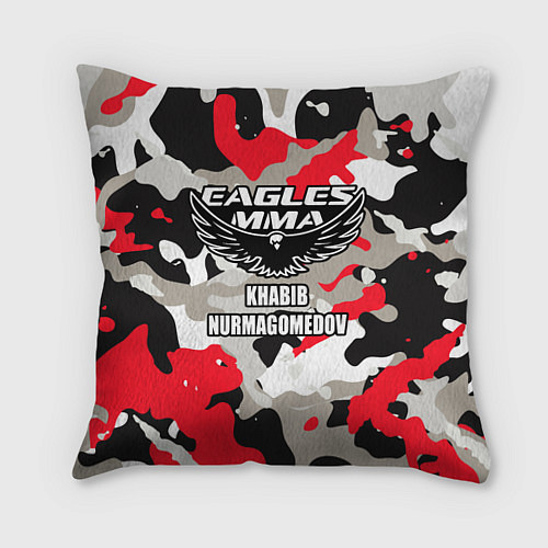 Подушка квадратная Khabib Nurmagomedov: Red Camo / 3D-принт – фото 1