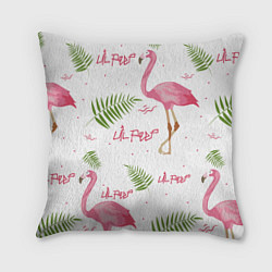 Подушка квадратная Lil Peep: Pink Flamingo, цвет: 3D-принт