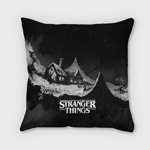 Подушка квадратная Stranger Things: Black Hut / 3D-принт – фото 1