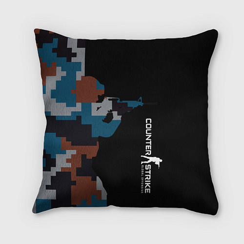 Подушка квадратная Counter Strike: Camo Soldier / 3D-принт – фото 1