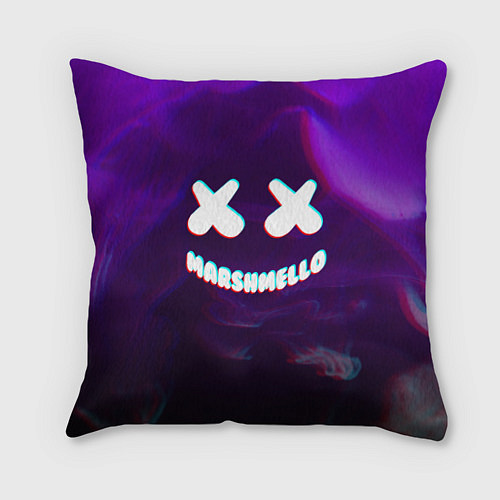 Подушка квадратная Marshmello: Violet Glitch / 3D-принт – фото 1