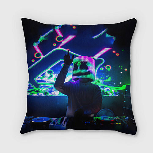 Подушка квадратная Marshmello: Neon DJ / 3D-принт – фото 1