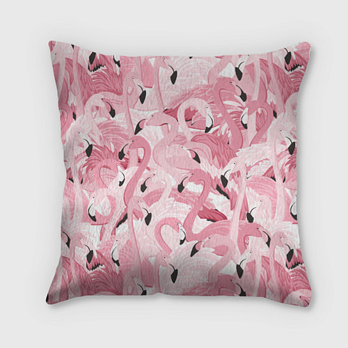 Подушка квадратная Розовый фламинго / 3D-принт – фото 1