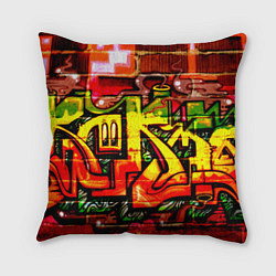 Подушка квадратная Red Graffiti, цвет: 3D-принт