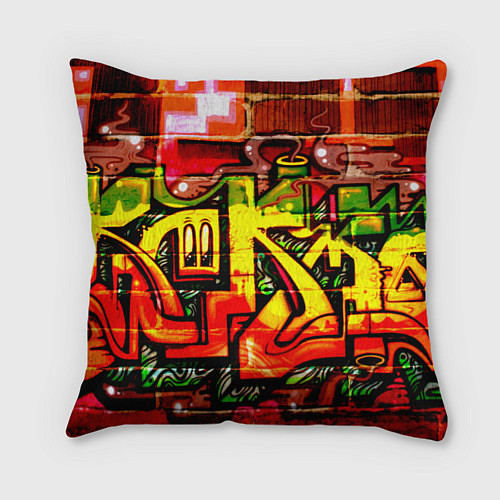 Подушка квадратная Red Graffiti / 3D-принт – фото 1