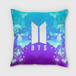 Подушка квадратная BTS: Violet Butterflies, цвет: 3D-принт