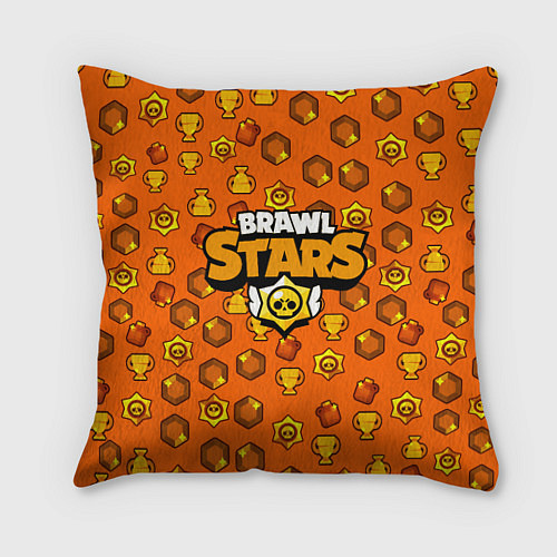 Подушка квадратная Brawl Stars: Orange Team / 3D-принт – фото 1