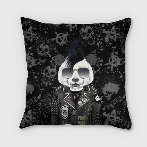 Подушка квадратная Панда в косухе / 3D-принт – фото 1