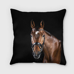 Подушка квадратная Гнедая красивая лошадь, цвет: 3D-принт