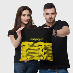 Подушка квадратная Cyberpunk 2077: Black & Yellow, цвет: 3D-принт — фото 2