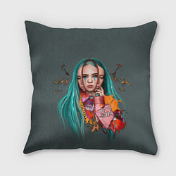 Подушка квадратная BILLIE EILISH, цвет: 3D-принт