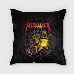 Подушка квадратная Metallica скеленон со свечкой