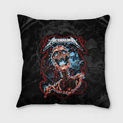 Подушка квадратная Metallica - кричащий скелет, цвет: 3D-принт