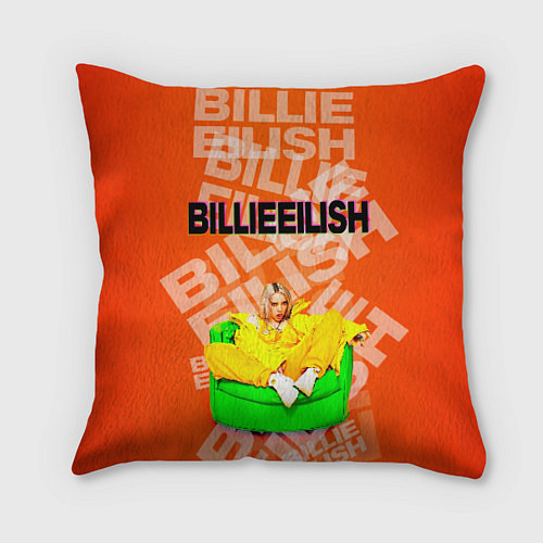 Подушка квадратная Billie Eilish: Orange Mood / 3D-принт – фото 1