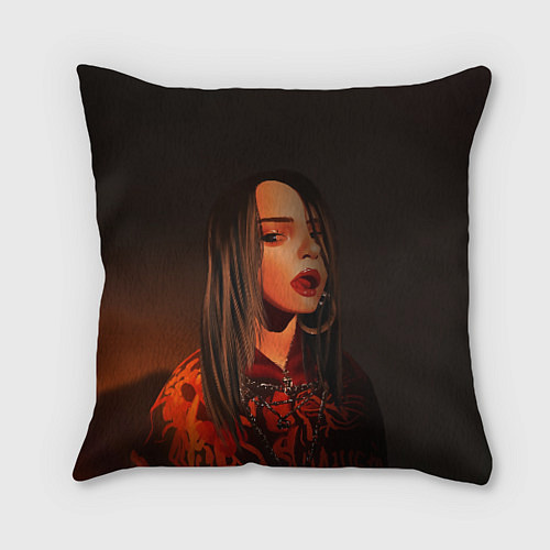 Подушка квадратная Billie Eilish: Red Head / 3D-принт – фото 1